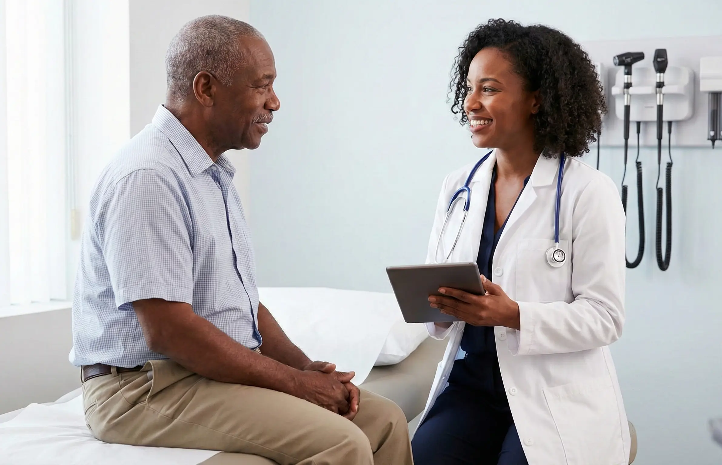 Healthcare professional consulting with patient